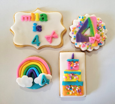 Happy Birthday Cookies with rainbows and sprinkles in Trinidad and Tobago