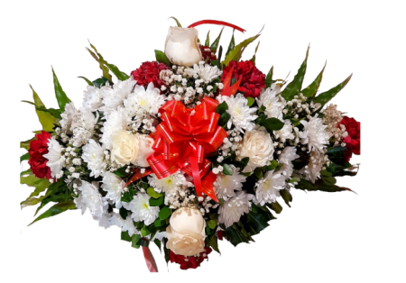 spray wreath red and white by Gifting Across The Miles in Trinidad and Tobago