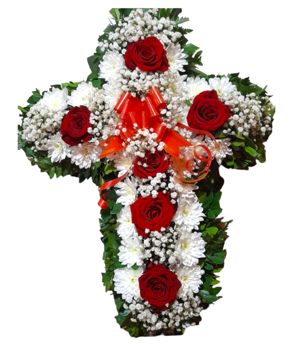 Floral Cross: Red and White