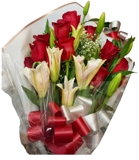 Roses and Lilies floral arrangement delivered to Trinidad and Tobago